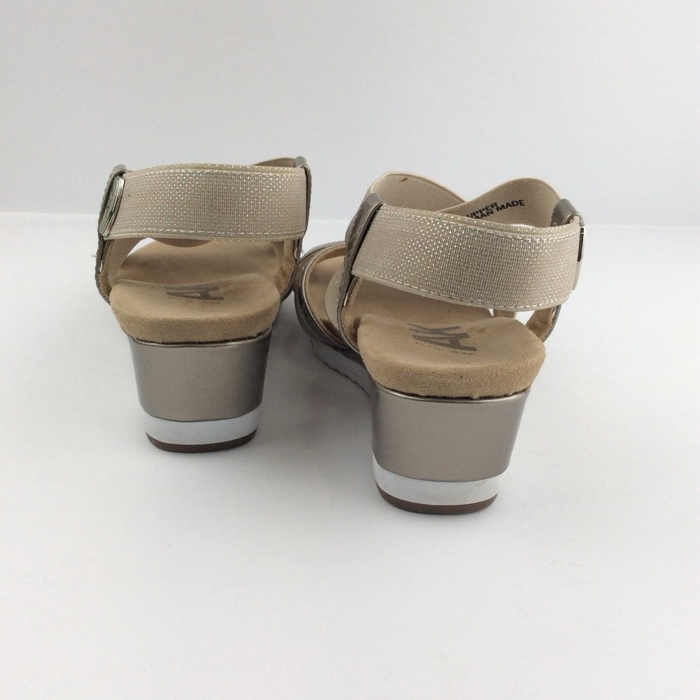 Anne Klein Sport Wedge Sandals Metallic Champagne Pewter 7M Old Money Glam - Picture 7 of 10